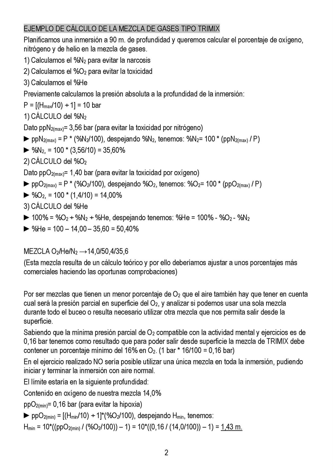 BUCEO CONCEPTOS TEÓRICOS CÁLCULO DE UNA MEZCLA DE GAS TIPO TRIMIX