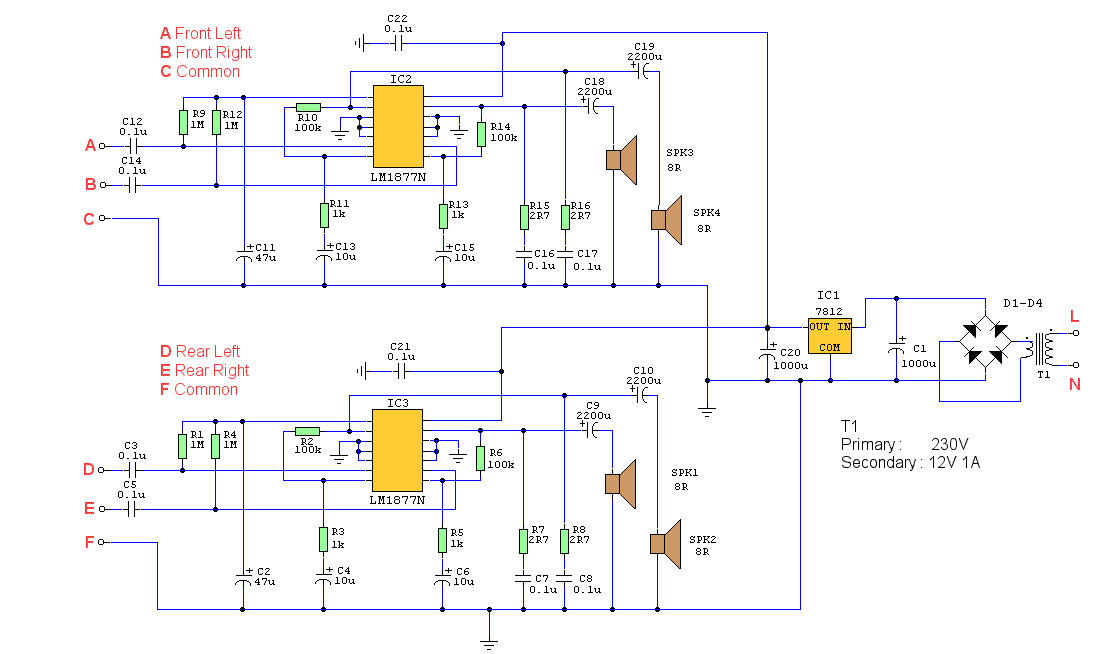 Quadraphonic Amplifiers - Electronic Circuit