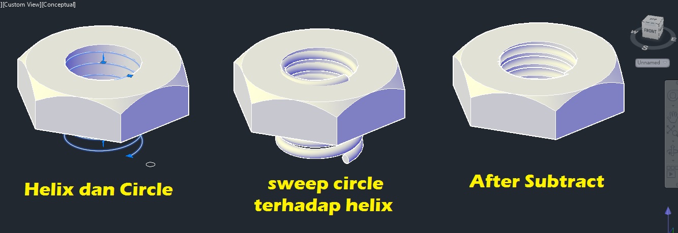Autocad Cara Menggambar Mur Nut Tukanggambar3d