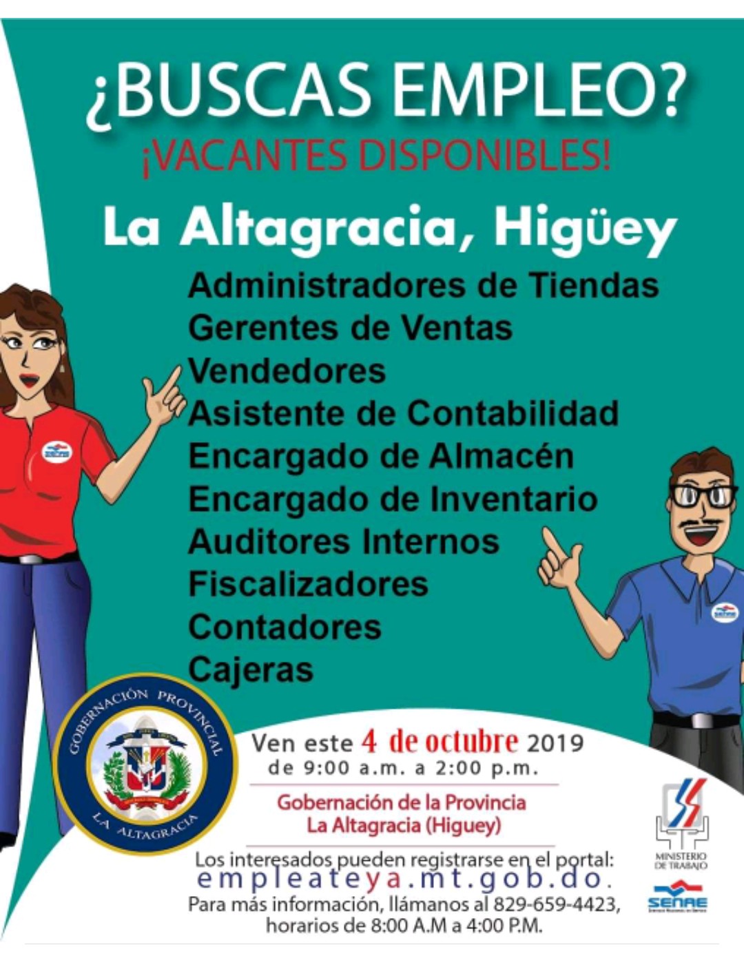 Feria de Empleo La Altagracia, Higüey el día 04/09/19 Empleos RYP