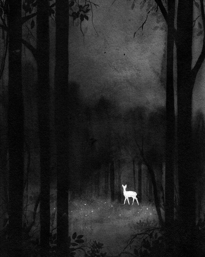 07-Nighttime-white-deer-Ariane-Relander-www-designstack-co