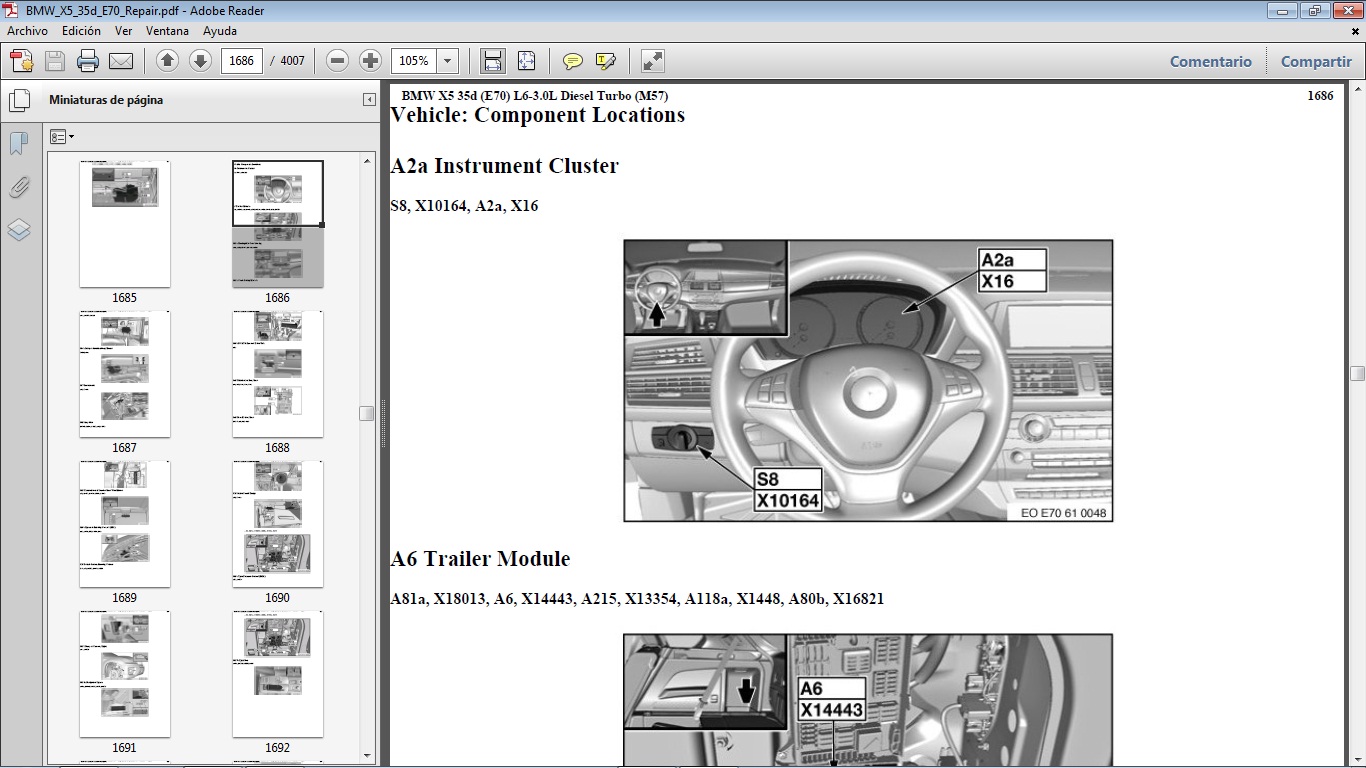 Manuales de Taller de BMW BMW X5 35d E70 con motor M57 L6 3.0L