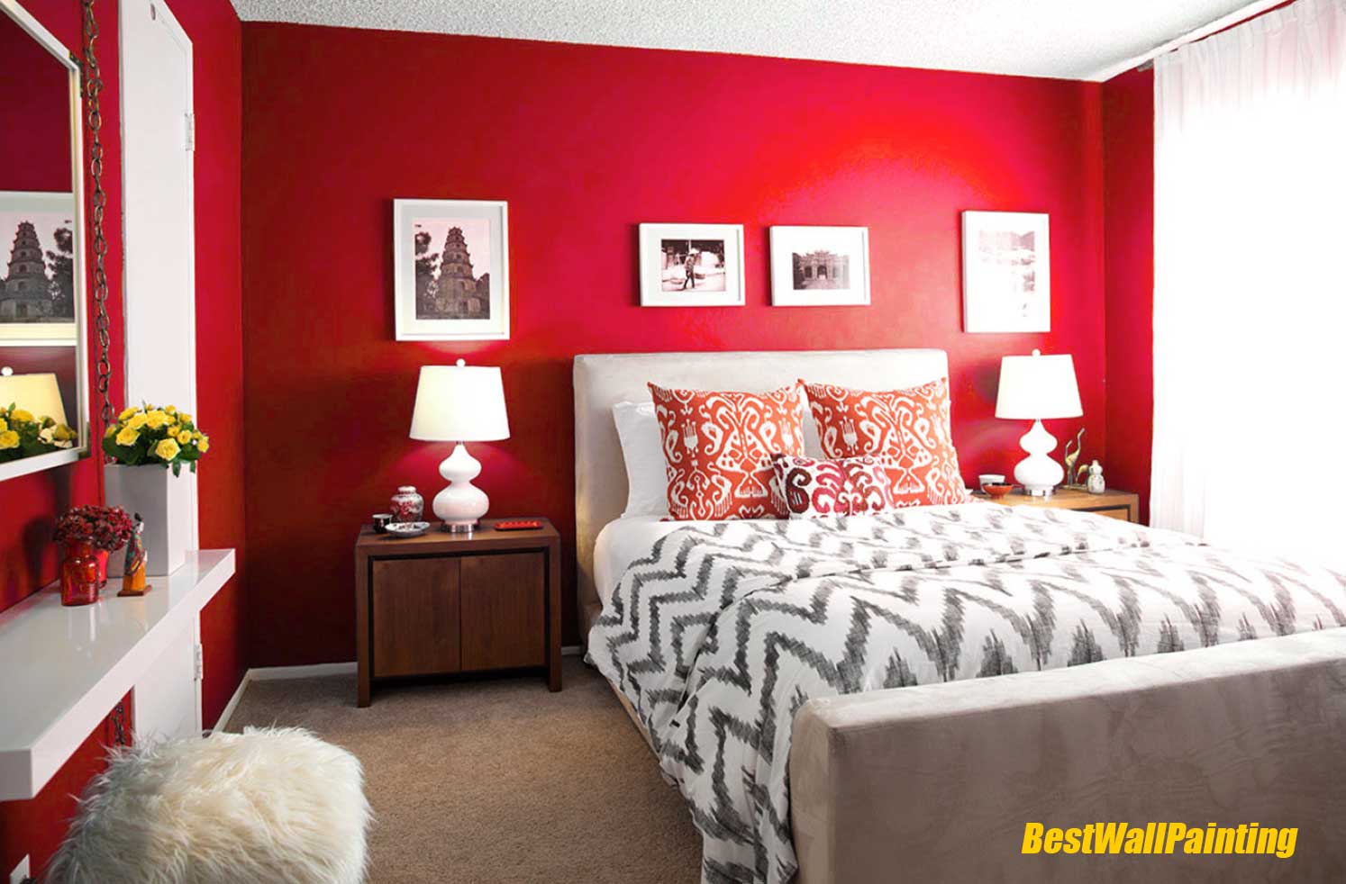 Rotes homedit combination nimvo Red Bedroom Wall