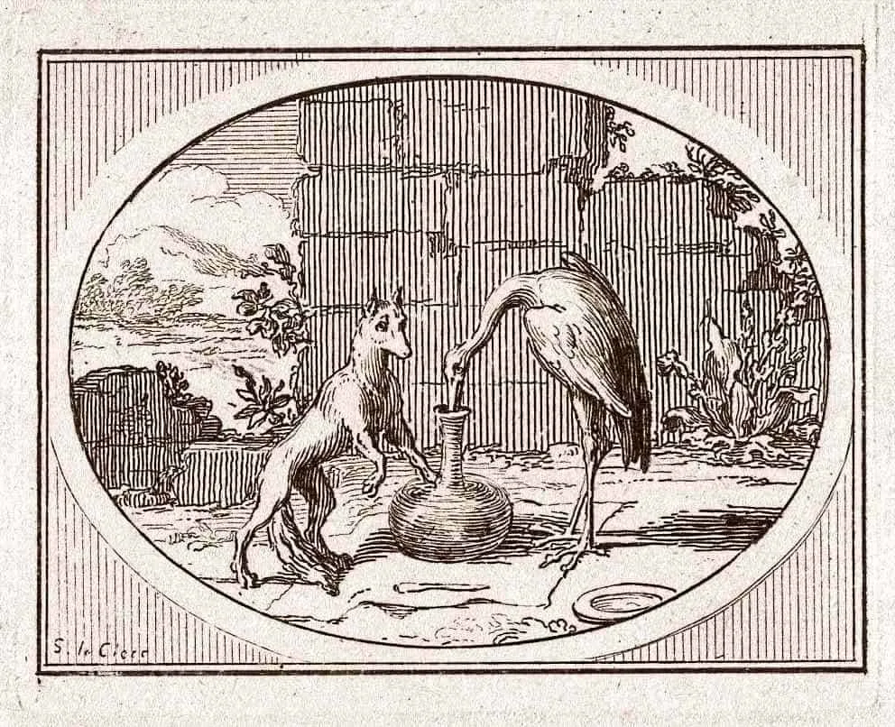 Der Fuchs und der Storch - Fabel Aesop 2 Fuchs und Storch