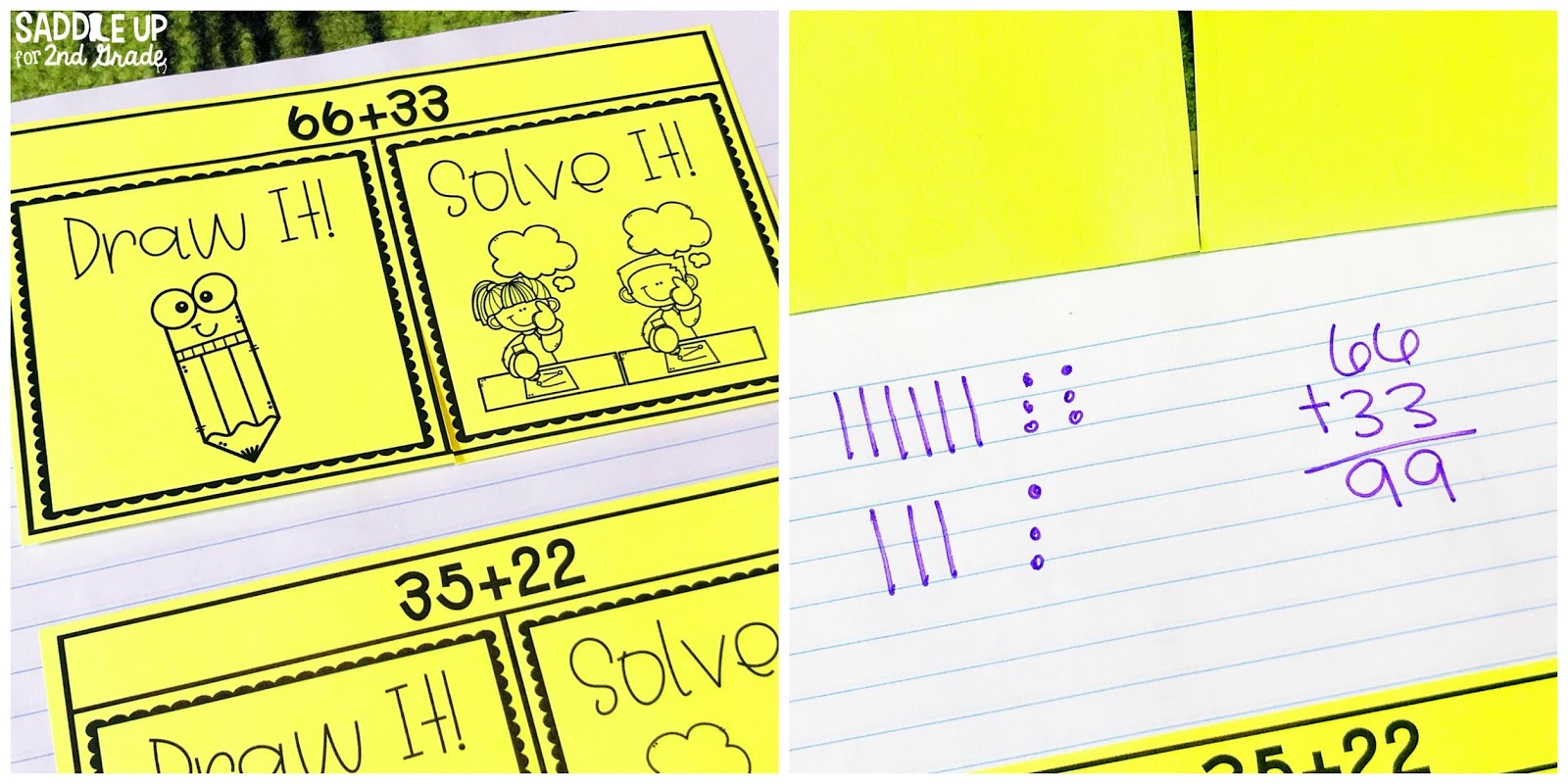 Second grade is the first year students are exposed to two digit addition strategies. Check out these different ways students can solve problems!