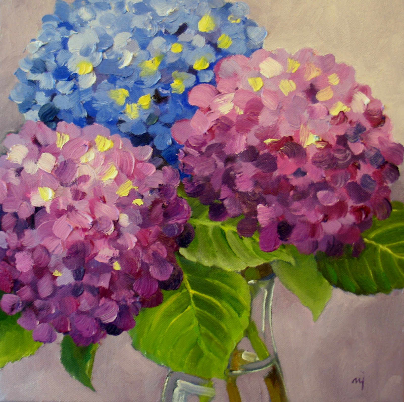 Nel's Everyday Painting Two Hydrangea Pieces SOLD