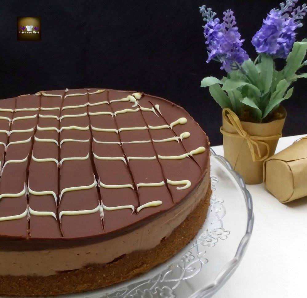 Tarta de Queso y Chocolate sobre Galleta SIN HORNO- Chocolate Cheesecake  (Lorraine Pascale) - Recetas Fácil con Bela