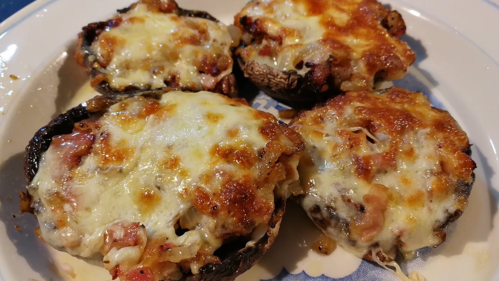 Portobello Mushroom stuffed with Mozzarella Cheese and Bacon