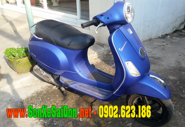 Mẫu sơn xe Vespa LX màu xanh nhám cực đẹp