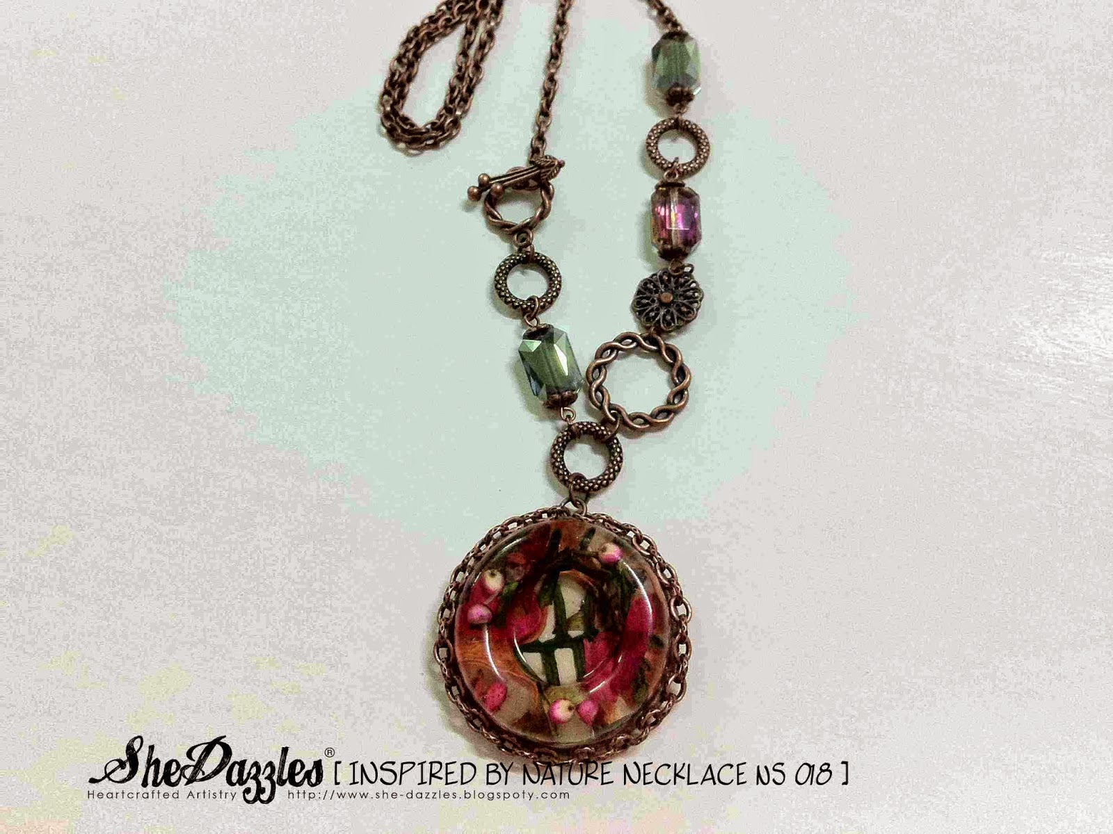 NS 018 Resin necklace with potpourri SheDazzles (Malaysia) Charm Bracelet, Handmade