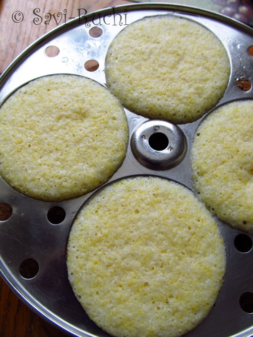 SaviRuchi Cornmeal idli Steamed Savory Cornmeal Cakes Gluten free