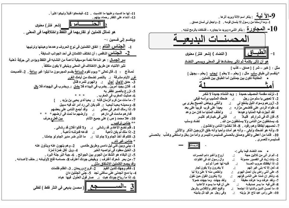 لثالثة ثانوي.. ملخص البلاغة في ١٣ ورقة فيهم الخلاصة