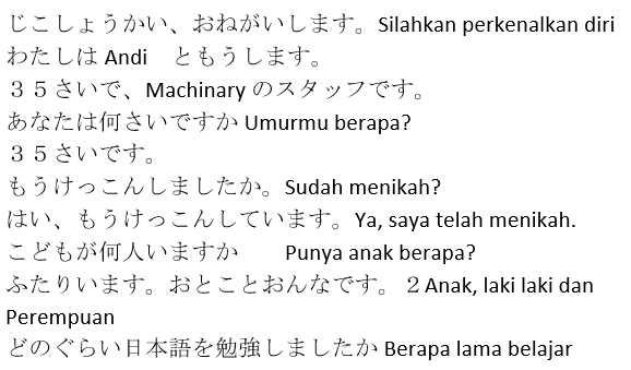 Contoh Interview Kerja dalam Bahasa Jepang beserta artinya