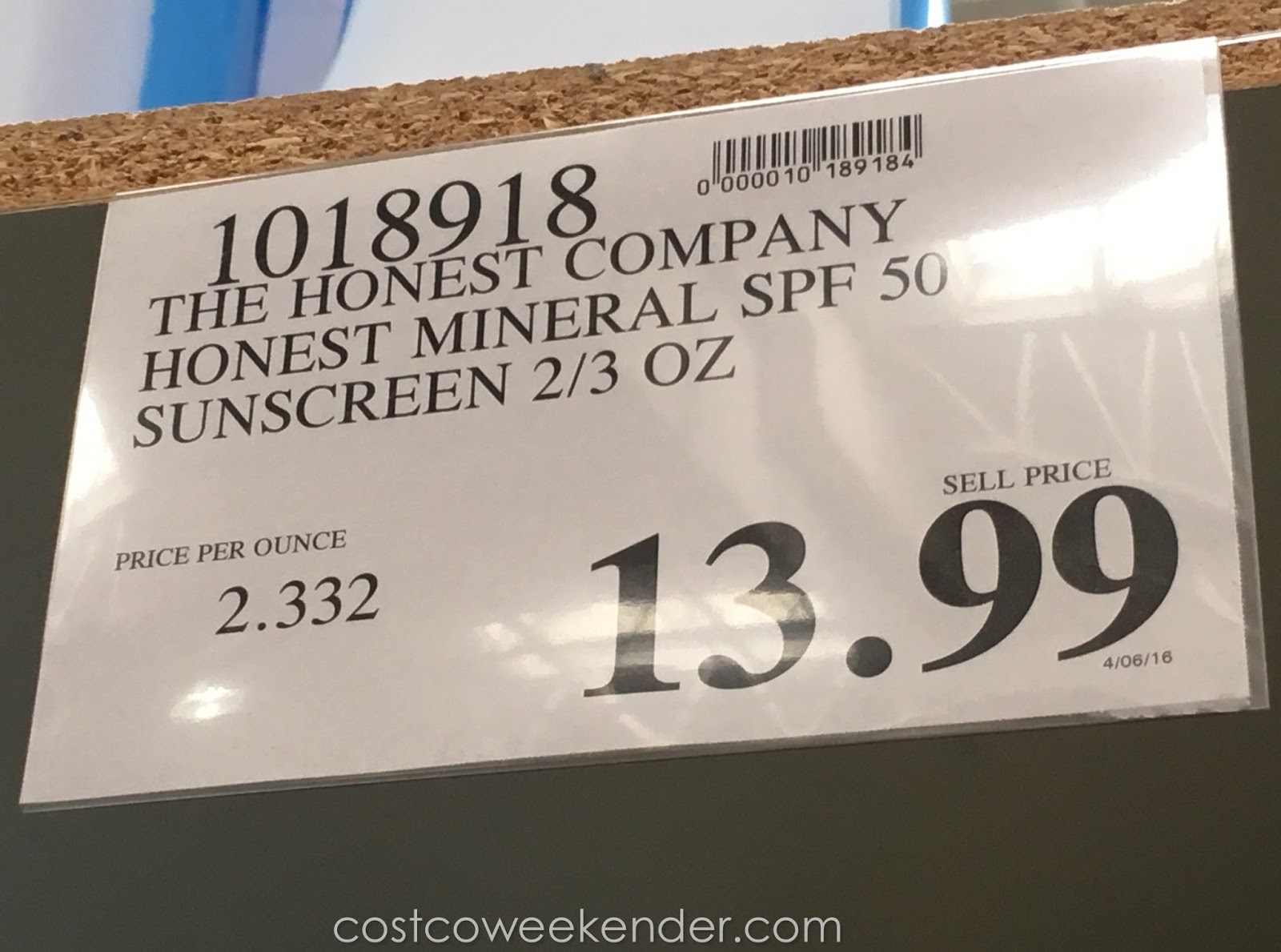 The Honest Company Honest Mineral Sunscreen (SPF 50) Costco Weekender