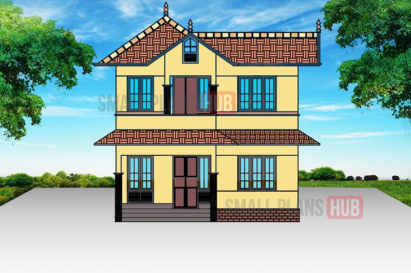 Three Bedroom Kerala Style Two Storey House Plan and Elevation 1430 Sq