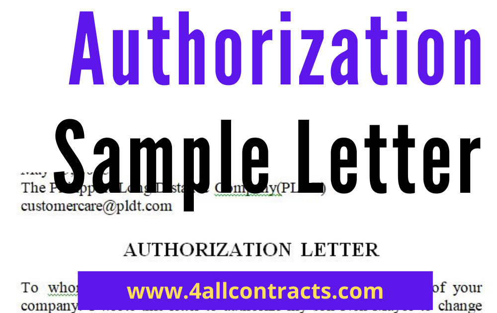 PLDT Authorization Letter Sample word doc Car