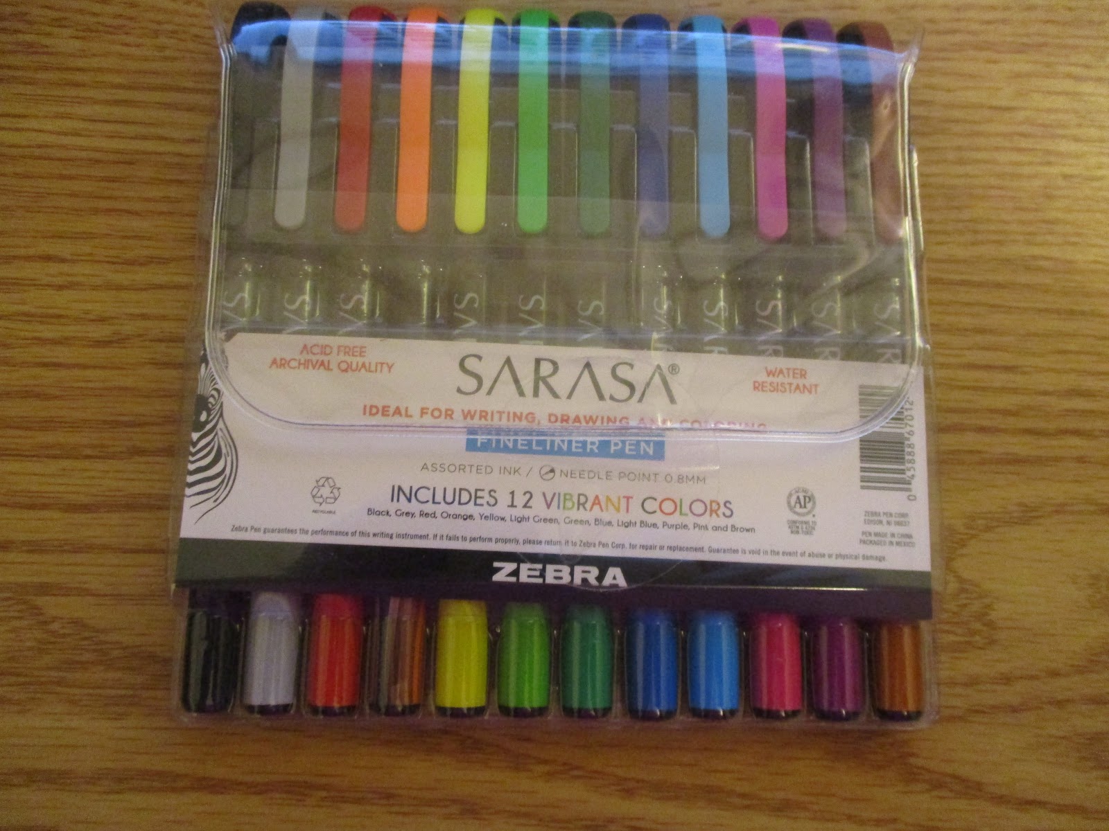 Zebra Sarasa Fineliner Pen, Needle Point, 0.8mm, Assorted, 8-Count