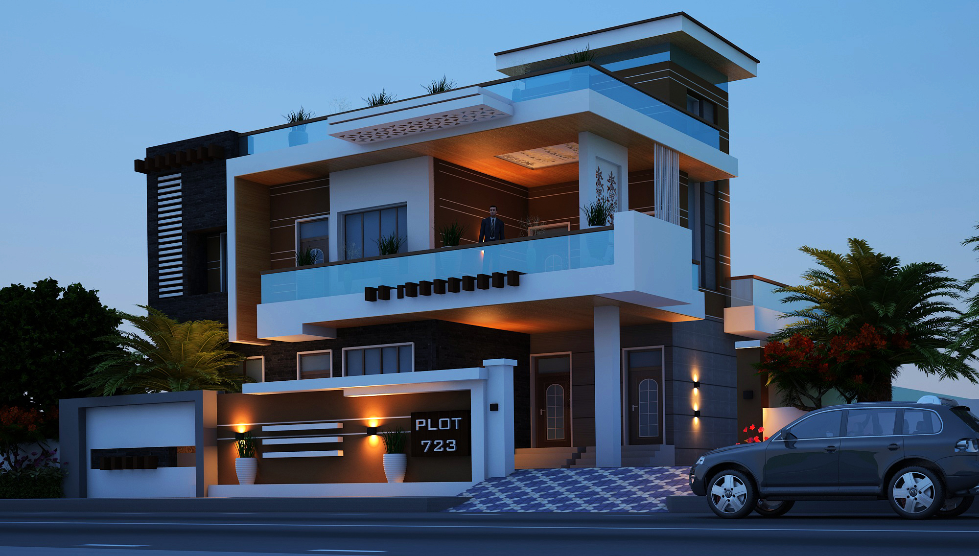 3d modern house 50x65 elevation.... | 3D Elevation