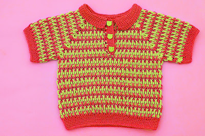 6 - Imagen Crochet Polo azul y amarillo a crochet y ganchillo por Majovel Crochet