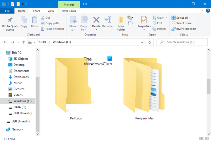 Dossier PerfLogs dans Windows 10