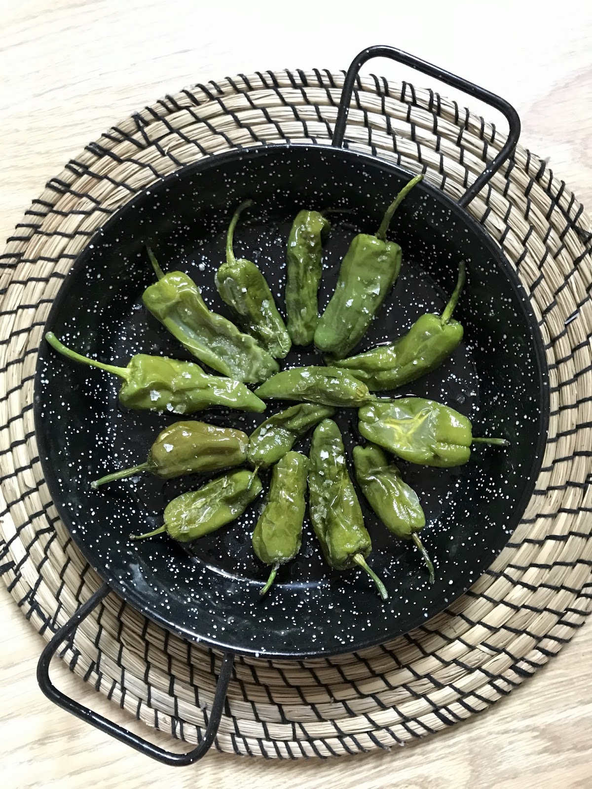 Pimientos verdes “fritos” en el microondas