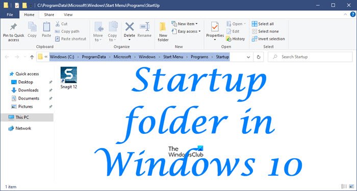 Dossier de démarrage dans Windows 10