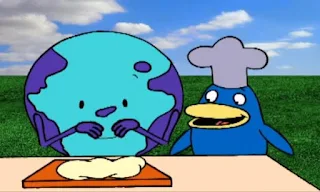 Global Thingy. The globe teaches the animals how to knead dough and bake bread. Sesame Street Episode 4070, Season 35