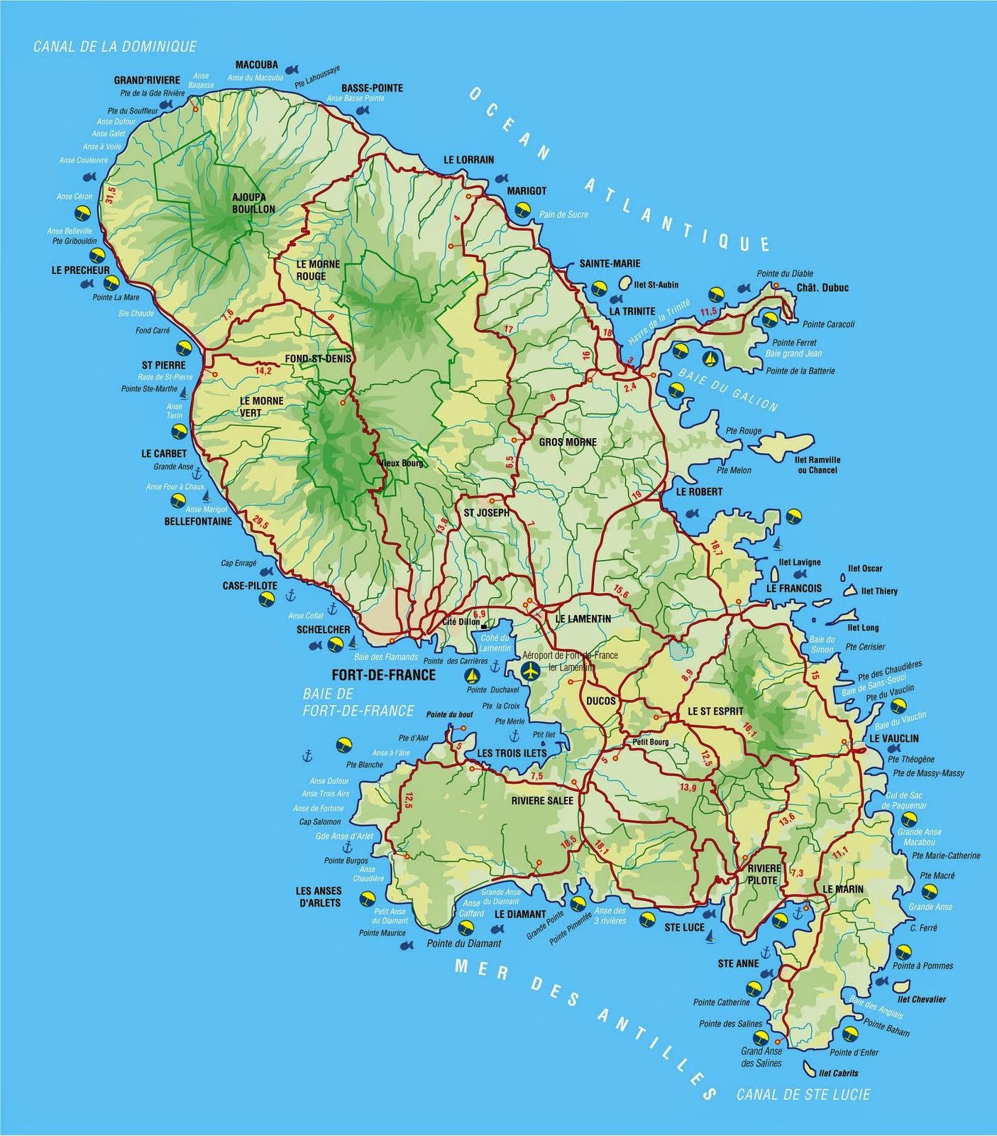 Где находится мартиника. Мартиника на карте. Остров Мартиника на физической карте.