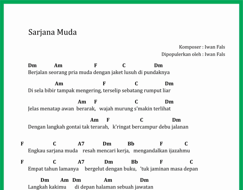 Chord Lagu Sarjana Muda SEPUTAR MUSIK