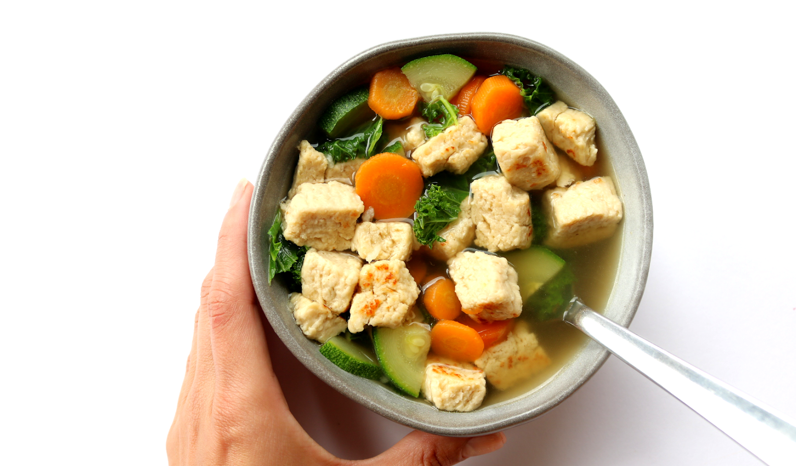 Foodie Friday Warming Ginger & Garlic Veggie Broth with Quorn Chicken (Vegetarian recipe) We