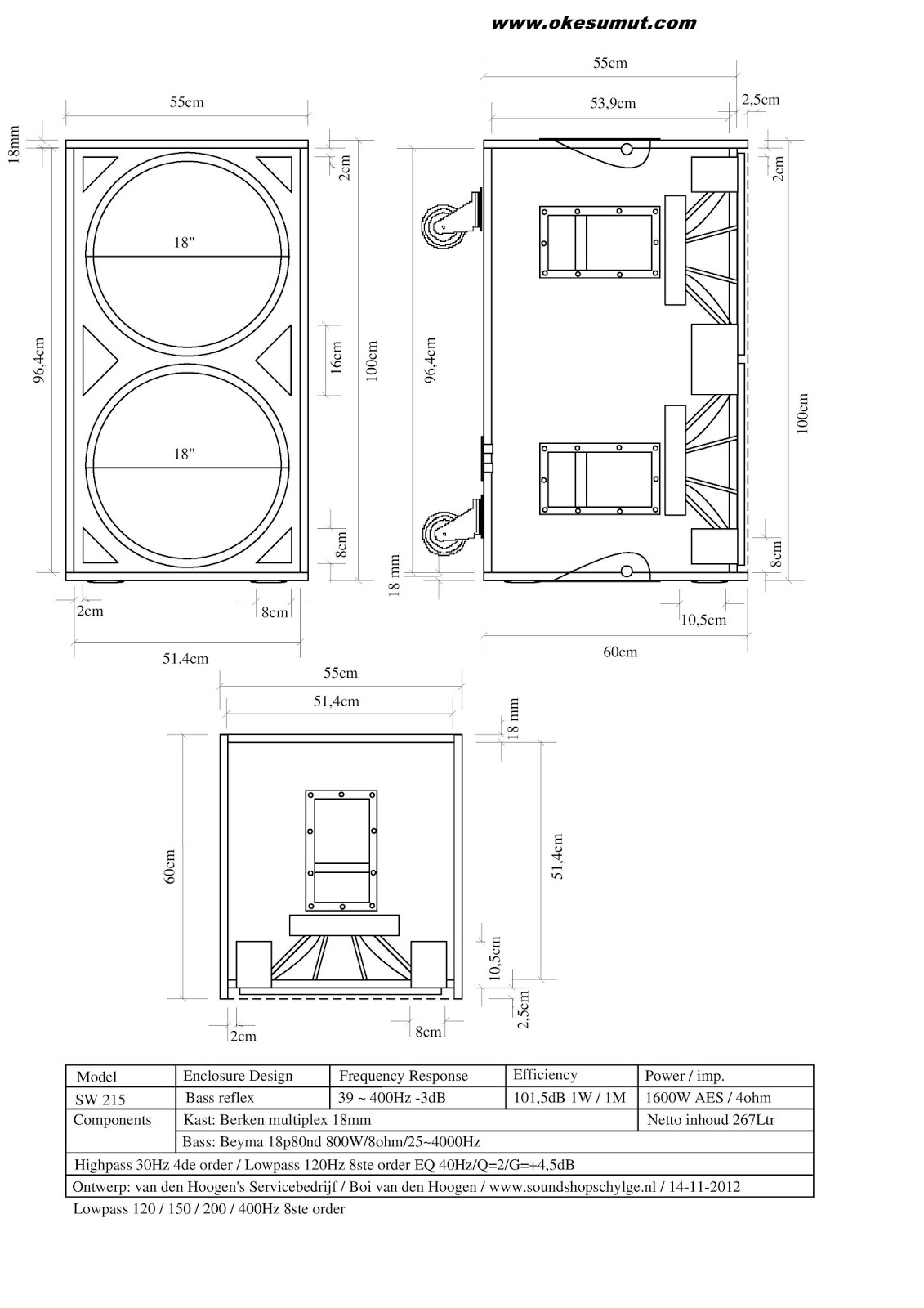 ukuran box speaker 18 inch double planar