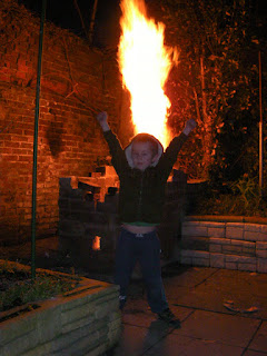 victory at the tall flames bonfire of cardboard