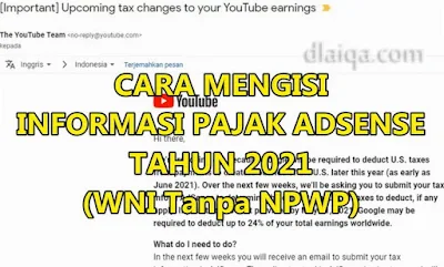 Cara Mengisi Informasi Pajak Adsense Tahun 2021