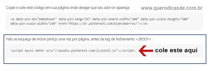 Adicionando o Pinterest na lateral do blog Adicionando o gadget do Pinterest no blog