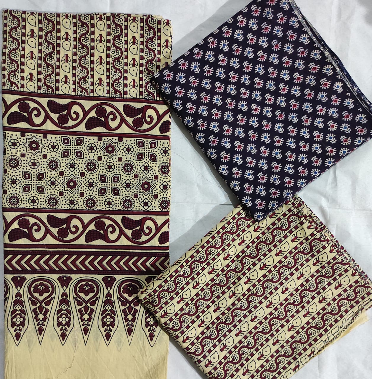 Cotton suits with ajrakh print