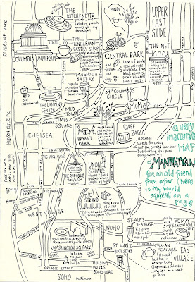 Hand Illustrated Map of Manhattan by Kening Zhu