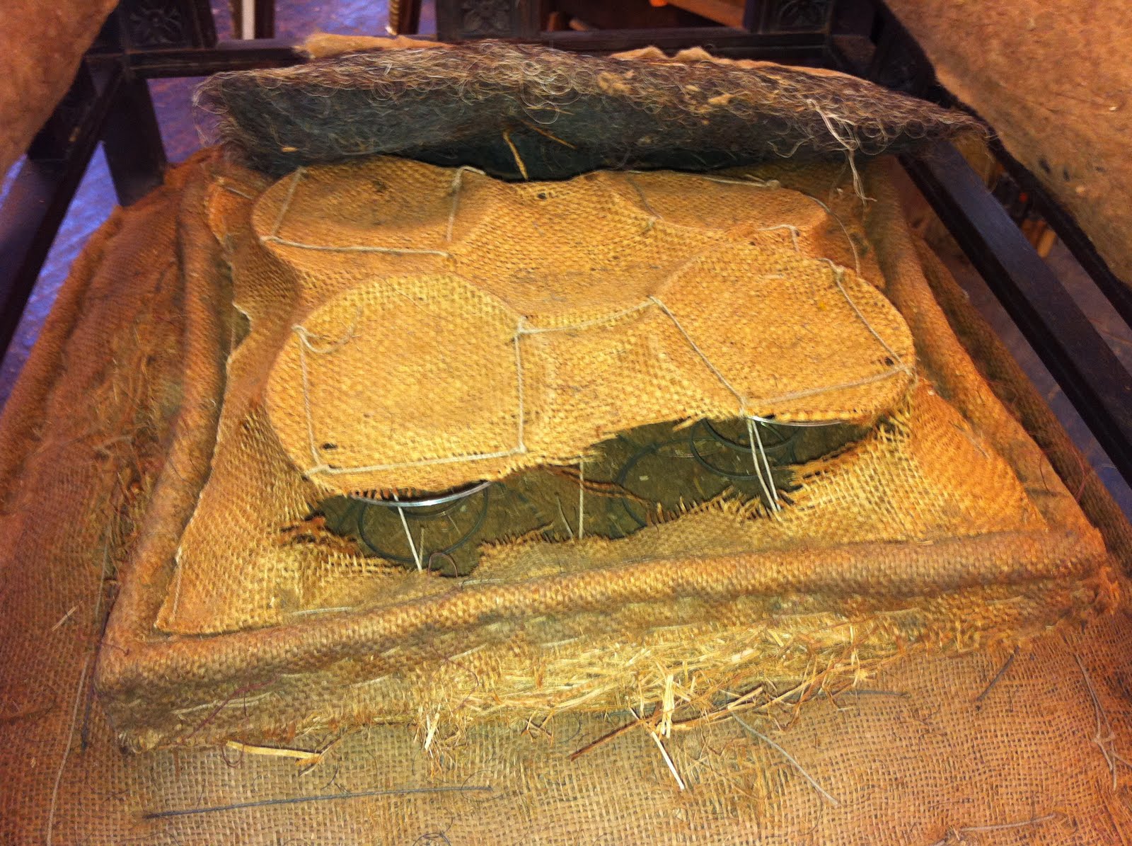 Buckminster Upholstery - Wood wool instead of straw.