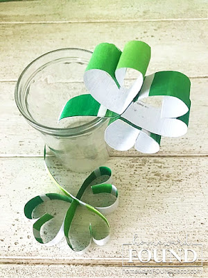 paper crafts, green decor, saint patricks day, march decor, spring decor, DIY, shamrocks, shamrock decor, diy decorating, home decor, paint chips, painting, party decor