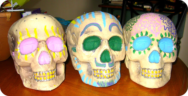 painted skulls dia de los muertos and halloween craft