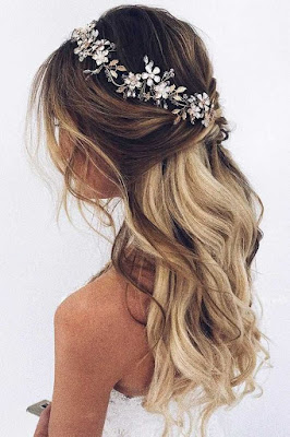 peinado de novia con tocado de flores cabello largo peinado de novia con tocado de flores cabello largo