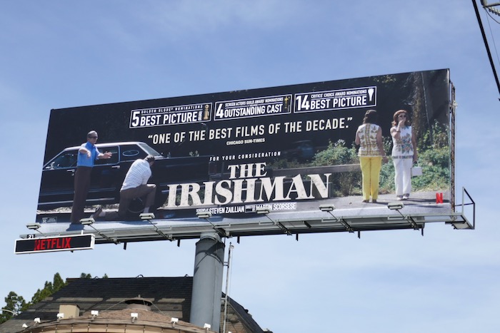 The Irishman Golden Globe nominee FYC billboard Sunset Strip Irishman Golden Globe nominee FYC billboard