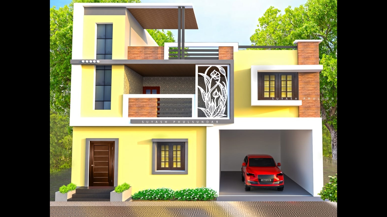 East Facing Modern Duplex House Front Elevation Designs ~ wow