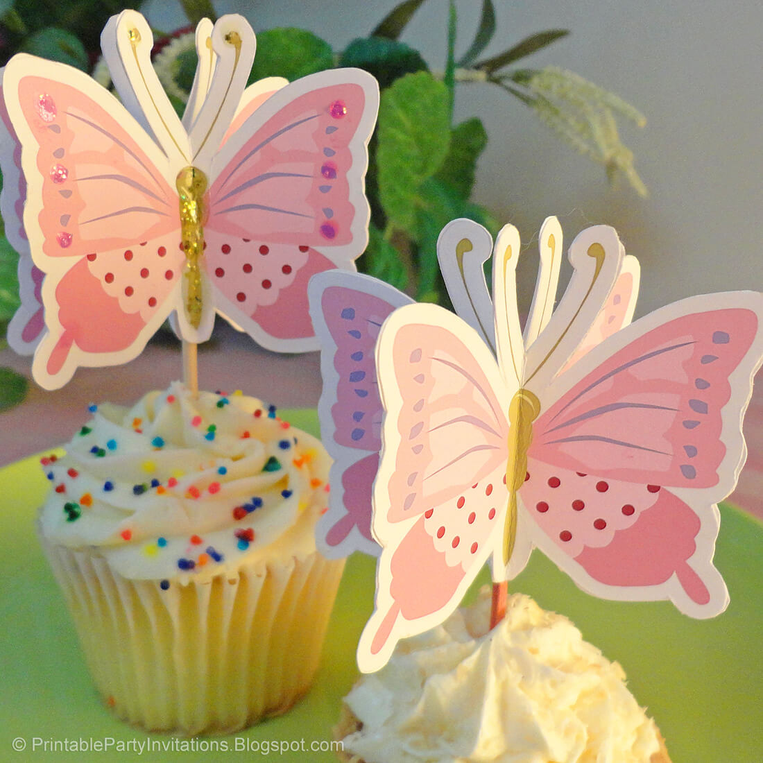 Party Planning Free 3D Butterfly Cupcake Toppers Printables