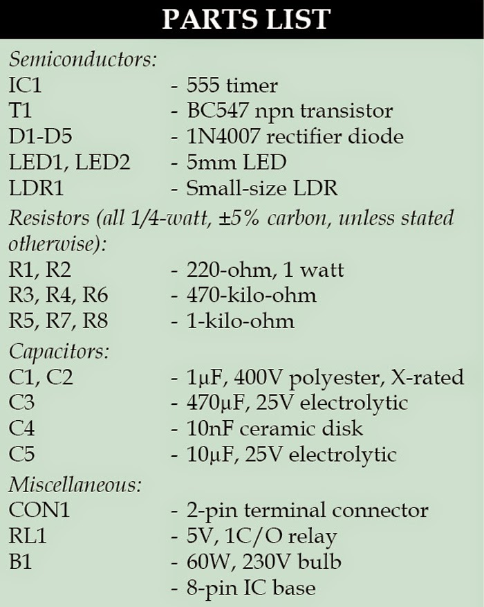 Automatic Evening Lamp Circuit Diagram