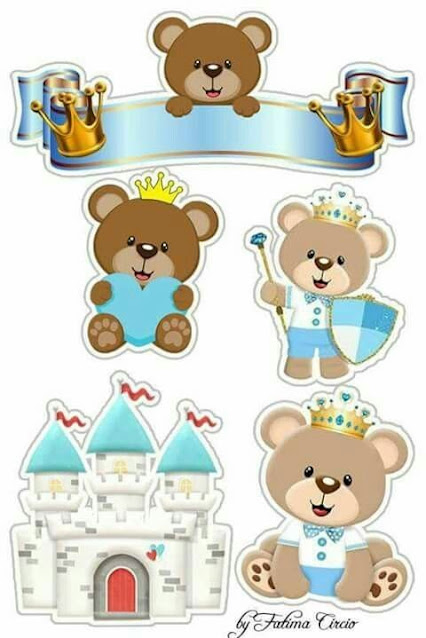 Baby Bear Prince in Light Blue: Free Printable Cake Toppers. Baby Bear Prince in Light Blue: Free Printable Cake Toppers.