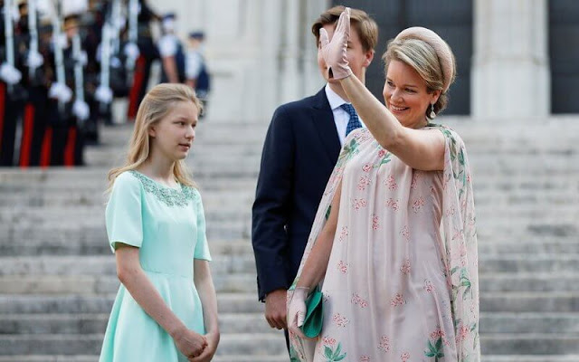 Queen Mathilde, Crown Princess Elisabeth, Prince Gabriel, Prince Emmanuel Princess Eleonore and Princess Delphine