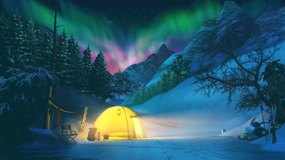 Winter Camping Aurora Borealis Hd 4k Wallpaper 8 1375