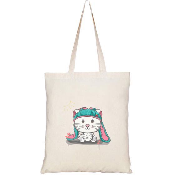 TÚI VẢI TOTE CANVAS IN HÌNH CUTE BABY CAT CARTOON WITH SEAMLESS PATTERN HT214 – HTFASHION