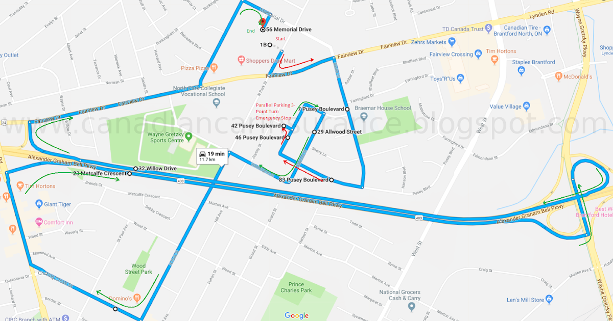 Brantford G Road Test Route 3 Maps
