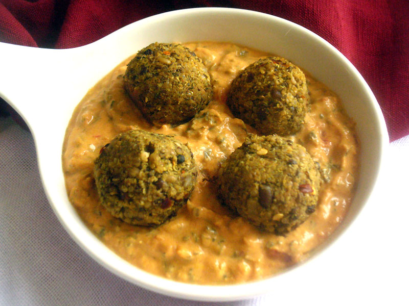 Urad Bean and Quinoa Kofta with Coconut Fenugreek Sauce Lisa's Kitchen Vegetarian Recipes